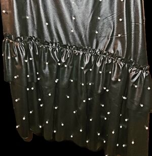 Chic Black Faux Leather SKIRT with Pearl Accents